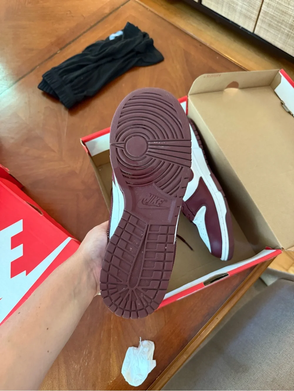 Nike Dunk Low Burgundy and White Casual Sneakers